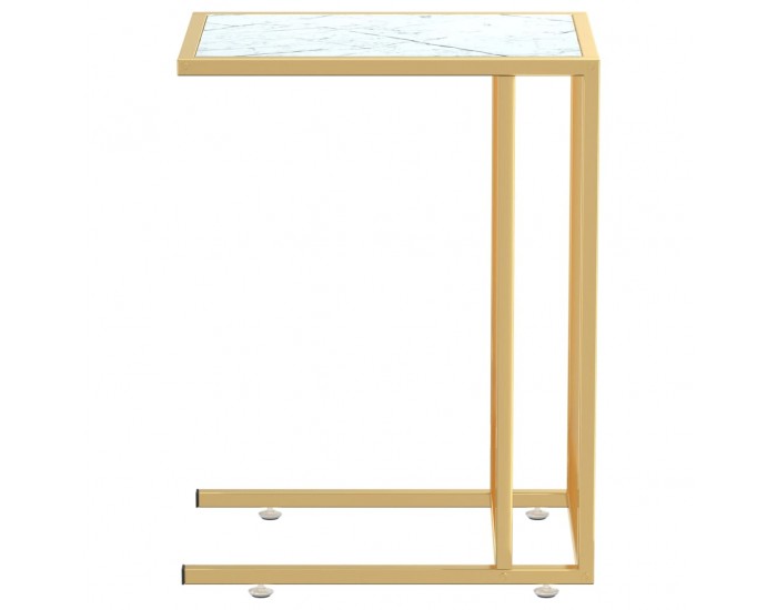 Sonata H Странична маса за компютър, бял мрамор, 50x35x65 см, стъкло