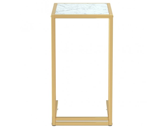 Sonata H Странична маса за компютър, бял мрамор, 50x35x65 см, стъкло