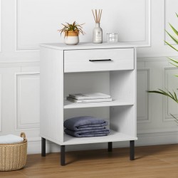 Sonata H Конзолно шкафче с метални крака бяло бор масив OSLO - Холни маси