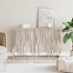 Sonata H Конзолна маса 110x30x70 cм неръждаема стомана и стъкло - Холни маси