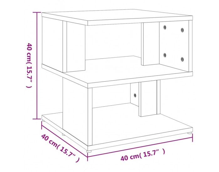 Sonata H Странична маса, бетонно сива, 40x40x40 см, инженерно дърво