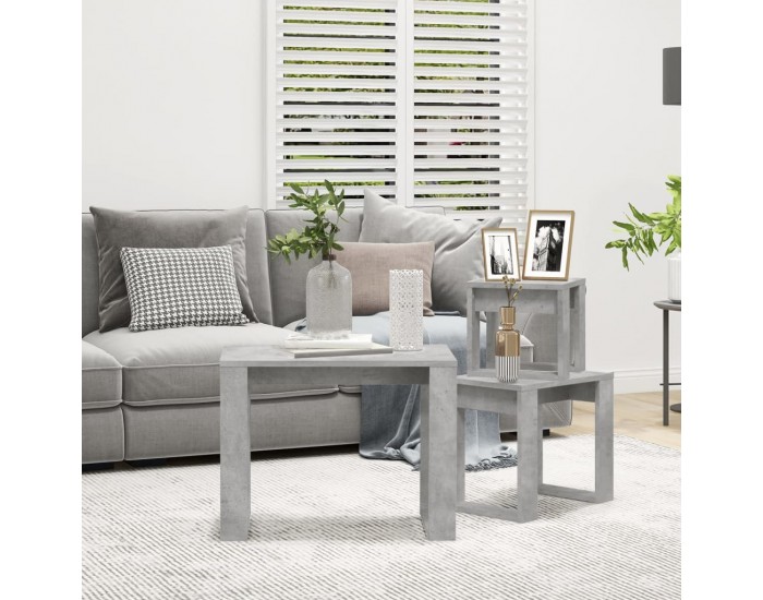 Sonata H Стифиращи маси, 3 бр, бетонно сиви, инженерно дърво