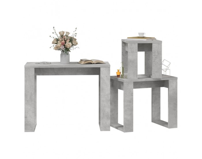 Sonata H Стифиращи маси, 3 бр, бетонно сиви, инженерно дърво