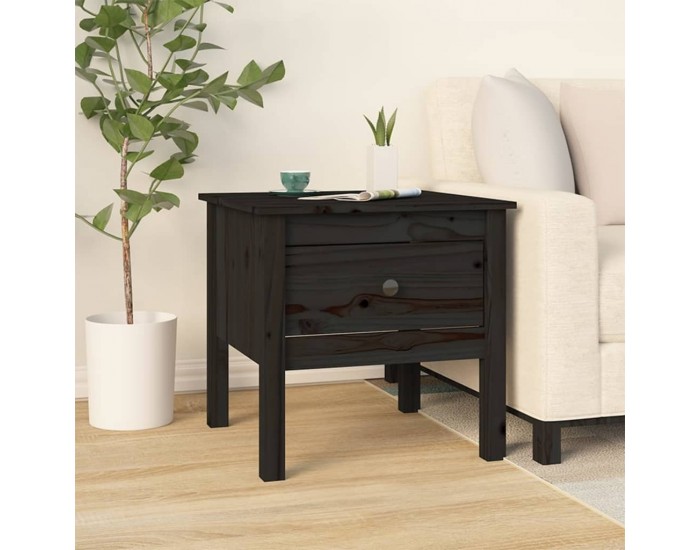 Sonata H Странична масичка, черна, 50x50x49 см, борово дърво масив