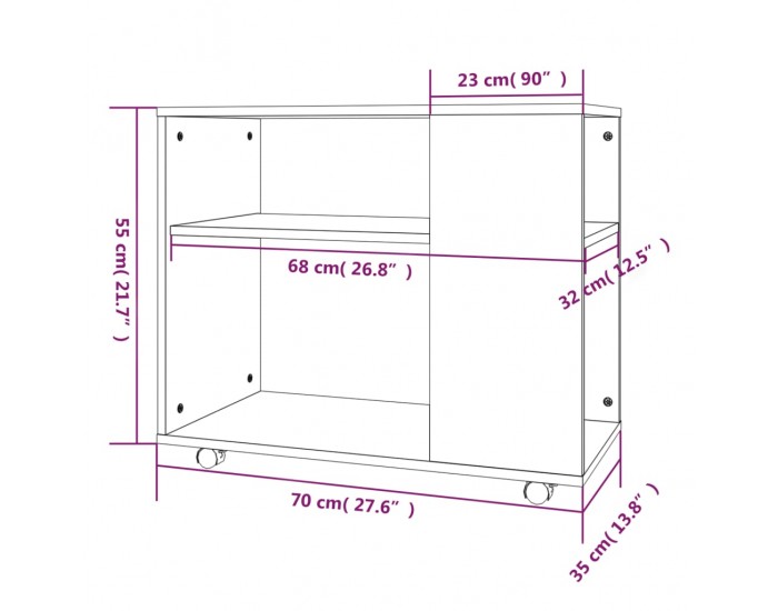 Sonata H Странична маса, кафяв дъб, 70x35x55 см, инженерно дърво