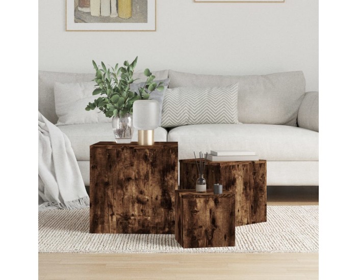 Sonata H Странични маси, 3 бр, опушен дъб, инженерно дърво