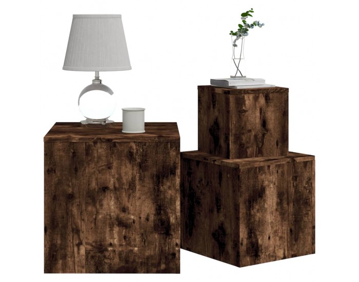 Sonata H Странични маси, 3 бр, опушен дъб, инженерно дърво