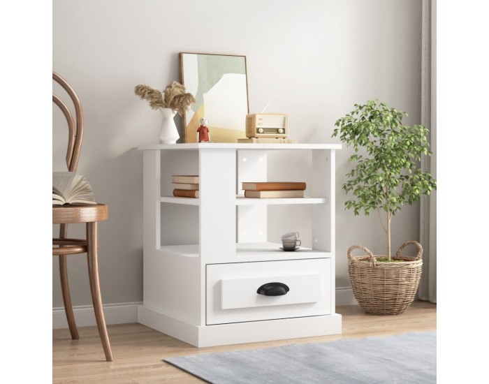 Sonata H Странична маса, бяла, 50x50x60 см, инженерно дърво