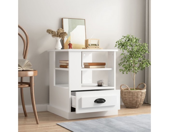 Sonata H Странична маса, бяла, 50x50x60 см, инженерно дърво