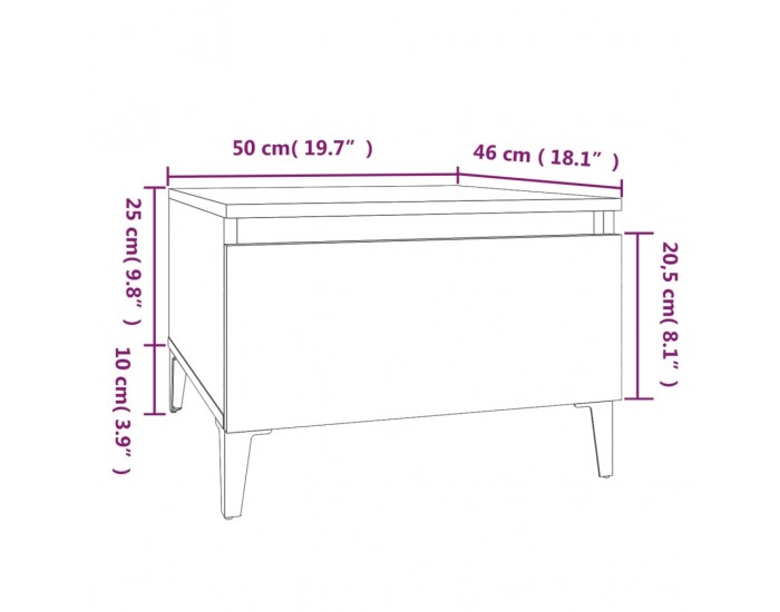 Sonata H Странична маса, опушен дъб, 50x46x35 см, инженерно дърво