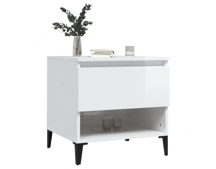 Sonata H Странични маси, 2 бр, бял гланц, 50x46x50 см, инженерно дърво