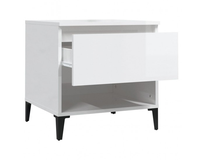 Sonata H Странични маси, 2 бр, бял гланц, 50x46x50 см, инженерно дърво