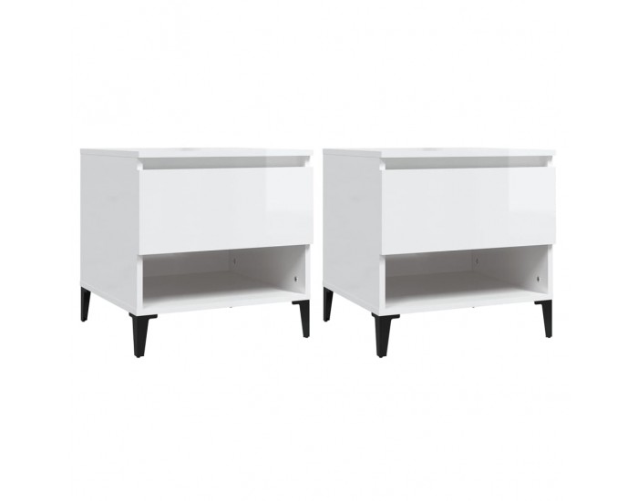 Sonata H Странични маси, 2 бр, бял гланц, 50x46x50 см, инженерно дърво