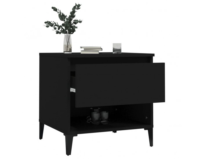 Sonata H Странични маси, 2 бр, черни, 50x46x50 см, инженерно дърво