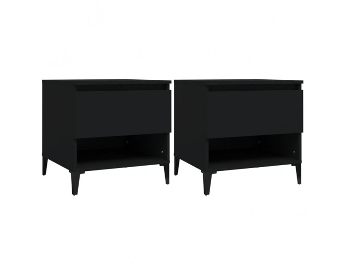 Sonata H Странични маси, 2 бр, черни, 50x46x50 см, инженерно дърво