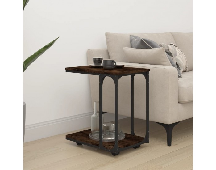 Sonata H Странична маса с колела опушен дъб 50x35x55,5см инженерно дърво