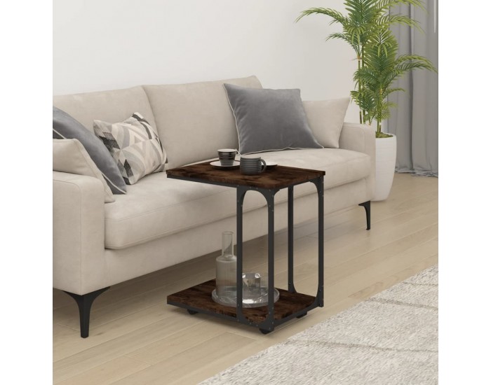 Sonata H Странична маса с колела опушен дъб 50x35x55,5см инженерно дърво