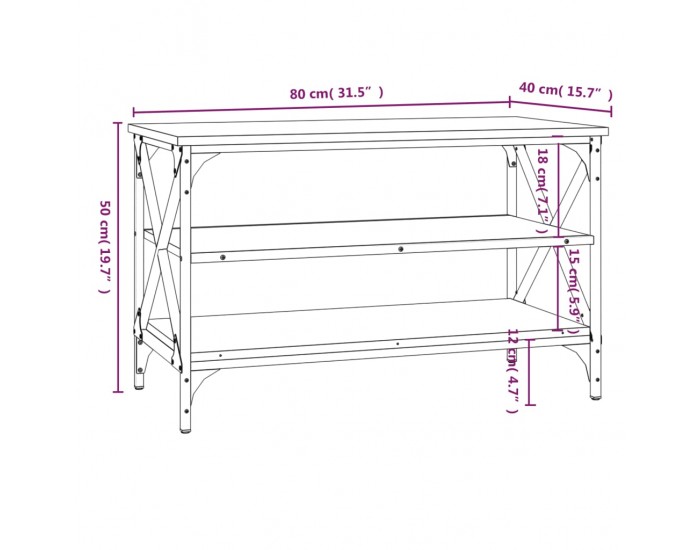 Sonata H ТВ шкаф, сив сонома, 80x40x50 см, инженерно дърво