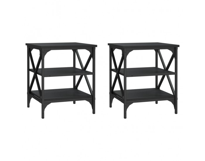 Sonata H Странични маси, 2 бр, черни, 40x42x50 см, инженерно дърво