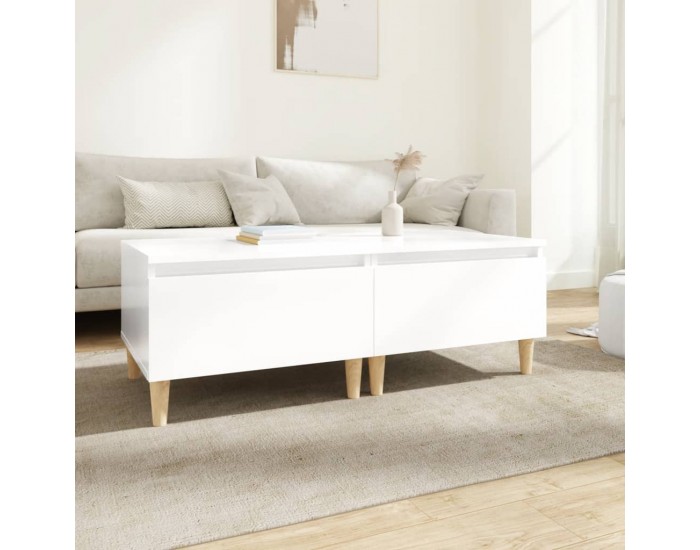 Sonata H Странични маси, 2 бр, бял гланц, 50x46x35 см, инженерно дърво