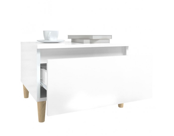 Sonata H Странични маси, 2 бр, бял гланц, 50x46x35 см, инженерно дърво