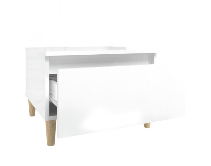 Sonata H Странични маси, 2 бр, бял гланц, 50x46x35 см, инженерно дърво