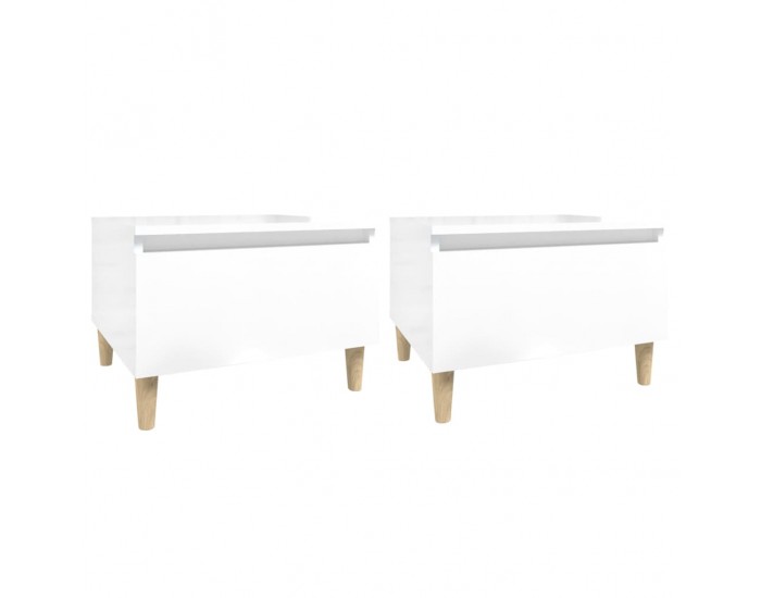 Sonata H Странични маси, 2 бр, бял гланц, 50x46x35 см, инженерно дърво