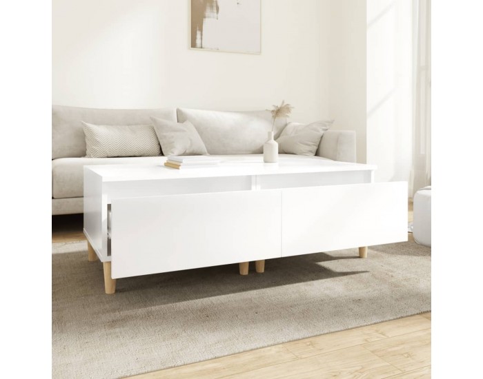 Sonata H Странични маси, 2 бр, бял гланц, 50x46x35 см, инженерно дърво