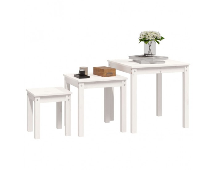Sonata H Стифиращи маси, 3 бр, бели, бор масив
