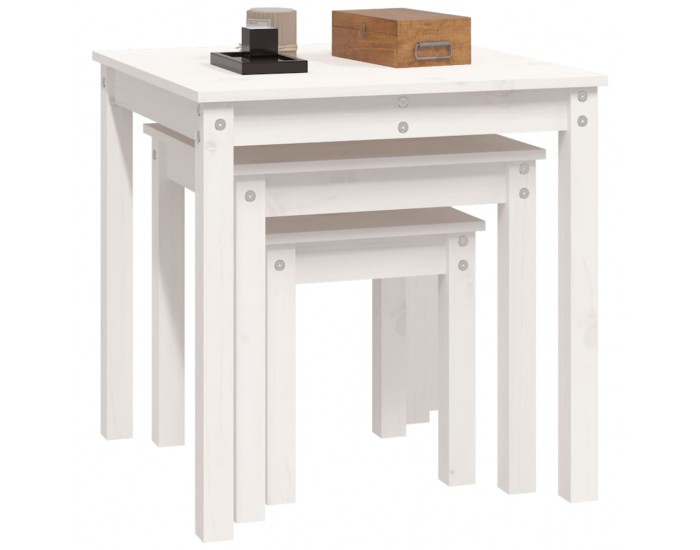 Sonata H Стифиращи маси, 3 бр, бели, бор масив