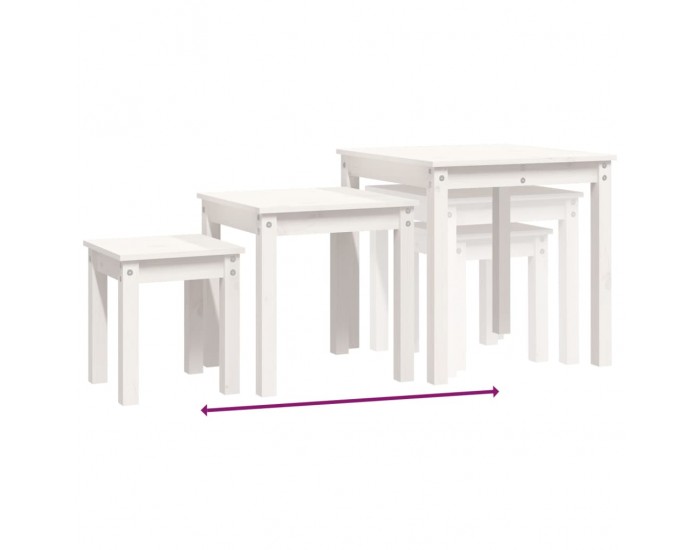 Sonata H Стифиращи маси, 3 бр, бели, бор масив