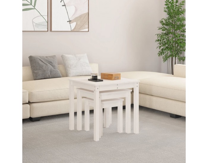 Sonata H Стифиращи маси, 3 бр, бели, бор масив