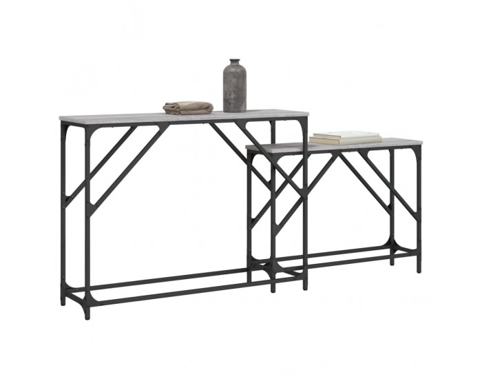 Sonata H Стифиращи конзолни маси, 2 бр, сив сонома, инженерно дърво