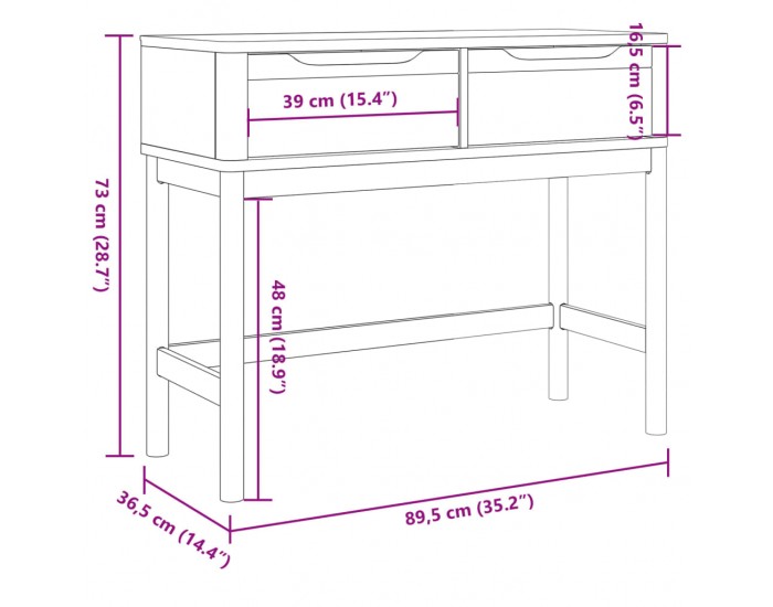 Sonata H Конзолна маса FLORO восъчнокафява 89,5x36,5x73 см бор масив