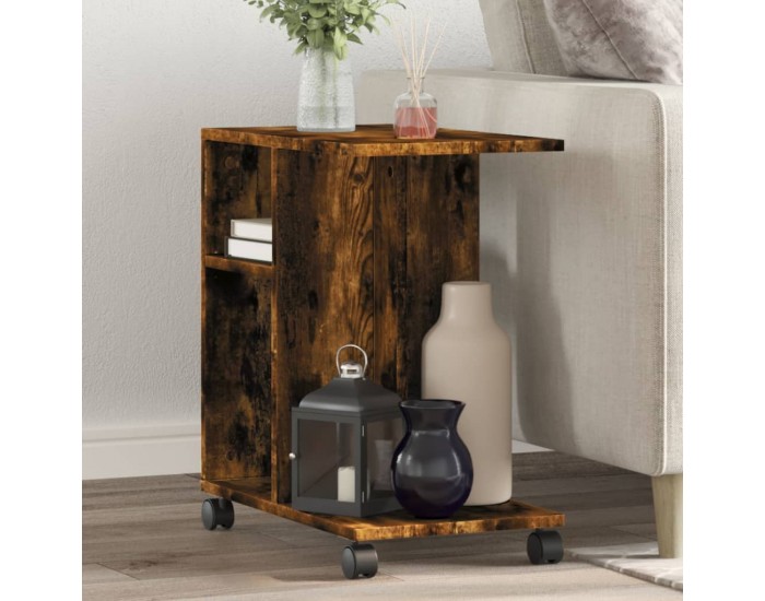 Sonata H Странична маса с колела опушен дъб 50x30x55 см инженерно дърво