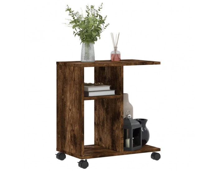 Sonata H Странична маса с колела опушен дъб 50x30x55 см инженерно дърво