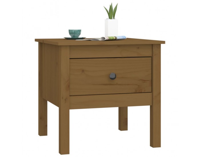 Sonata H Странична масичка меденокафява 50x50x49 см борово дърво масив