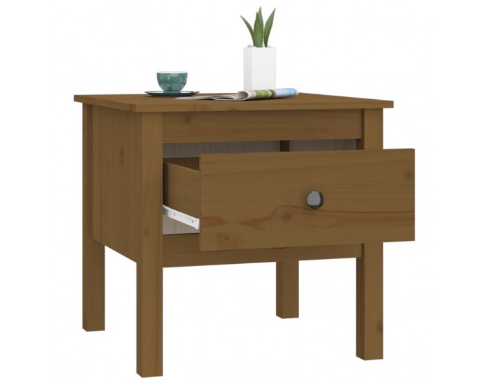 Sonata H Странична масичка меденокафява 50x50x49 см борово дърво масив