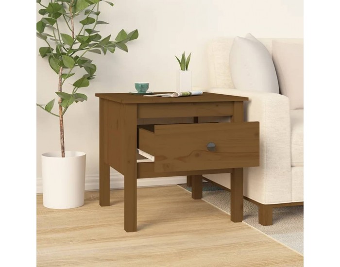 Sonata H Странична масичка меденокафява 50x50x49 см борово дърво масив