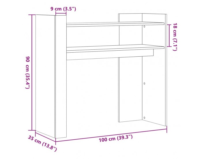 Sonata H Конзолна маса, бяла, 100x35x90 см, инженерно дърво