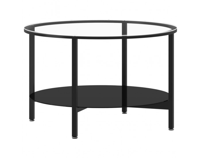 Sonata H Маса за чай, черно и прозрачно, 70 cм, закалено стъкло