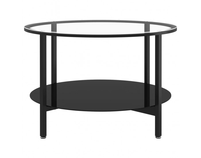 Sonata H Маса за чай, черно и прозрачно, 70 cм, закалено стъкло