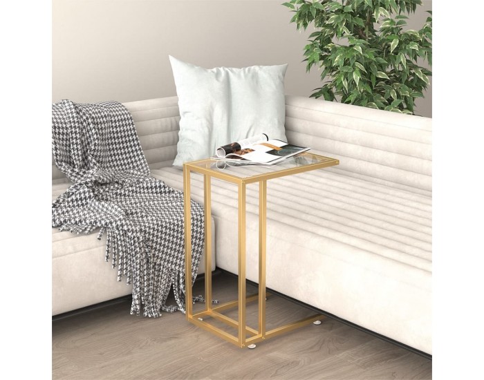 Sonata H Странична маса за компютър прозрачна 50x35x65см закалено стъкло