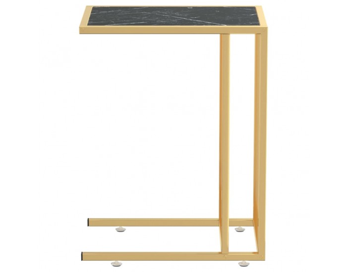 Sonata H Странична маса за компютър, черен мрамор, 50x35x65 см, стъкло