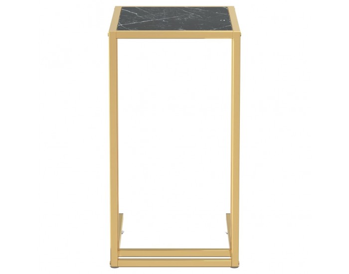 Sonata H Странична маса за компютър, черен мрамор, 50x35x65 см, стъкло