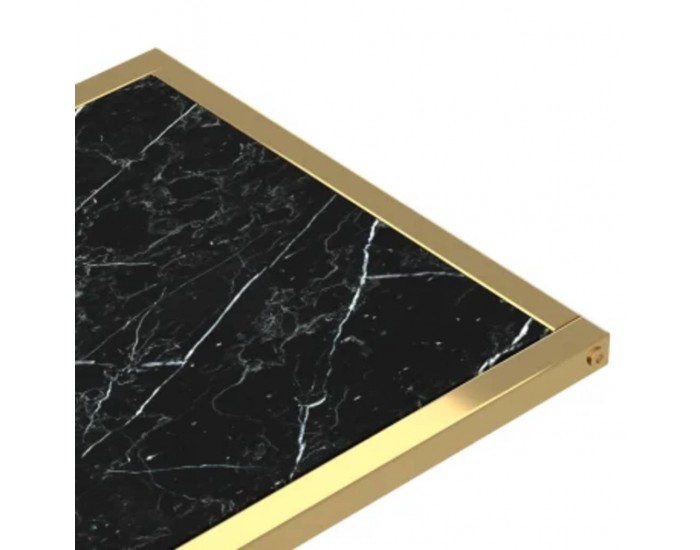 Sonata H Странична маса за компютър, черен мрамор, 50x35x65 см, стъкло