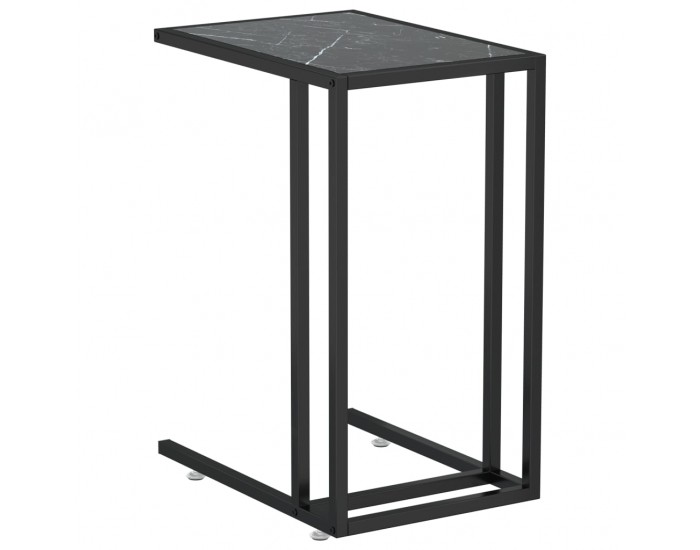 Sonata H Странична маса за компютър, черен мрамор, 50x35x65 см, стъкло