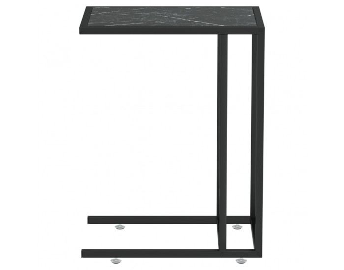 Sonata H Странична маса за компютър, черен мрамор, 50x35x65 см, стъкло