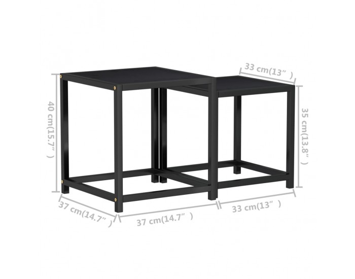 Sonata H Маси за чай, 2 бр, МДФ, черни