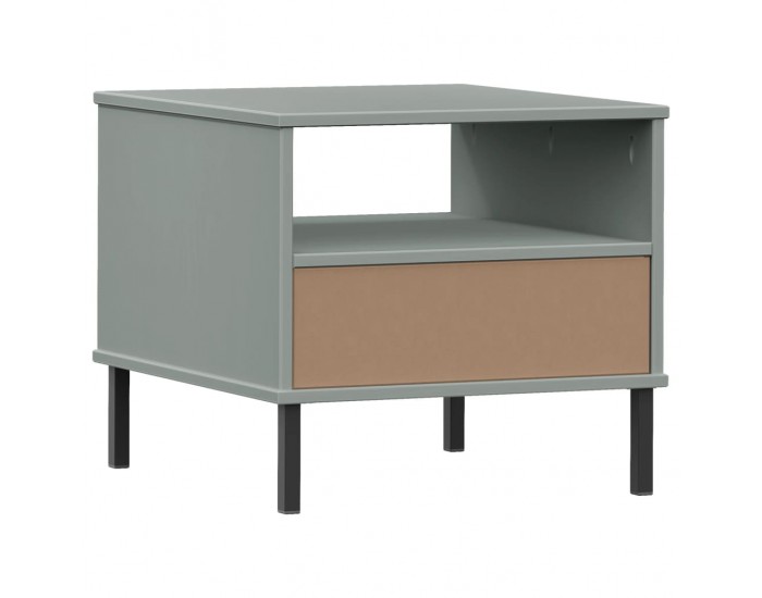 Sonata H Нощна масичка с метални крака сив бор масив OSLO